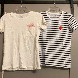 Set of 2 JCrew Collection Tees Short Sleeve Graphic T-Shirt Womens Size XS